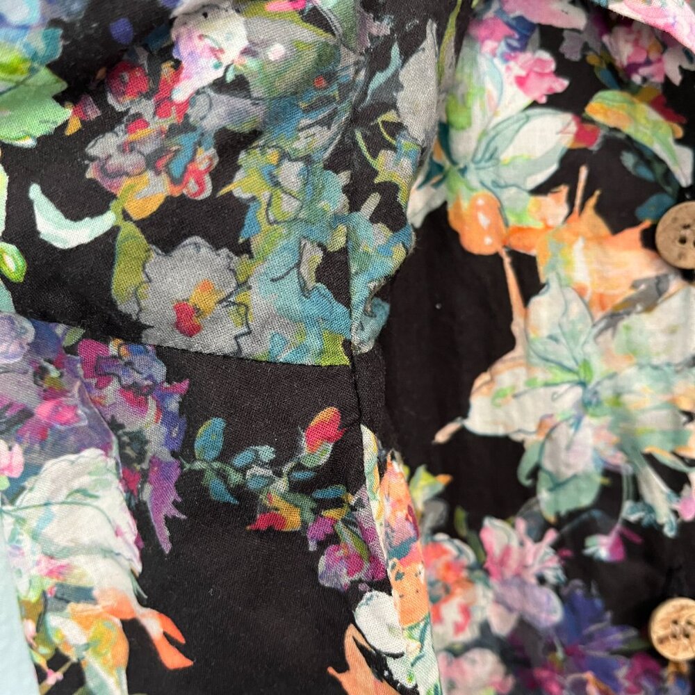 Naked and Famous Camp Collar Shirt Small SS21 Flower Painting - Black - Picture 7 of 8